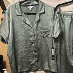 Nicole Miller NWT  Hammered Satin Pajama Set Pants Size XL In Mineral Jade Woman Photo 0