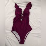 Cupshe Maroon Heart Falbala One-piece Swimsuit NWOT Photo 1