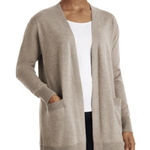 Members Mark Cashmere & Wool Blend Open Cardigan Beige Size Small. Toasted Heather. Photo 0