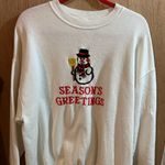 Fruit of the Loom Embroidered Snowman Seasons Greetings Winter Holiday Christmas Crewneck Photo 1