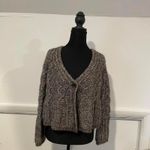 Ann Taylor brown and white cable knit cardigan with buttons Photo 2