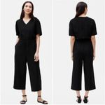 Eileen Fisher Tencel & Organic Linen Slub Jumpsuit Size XL V Neck Short Sleeve Photo 1