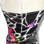 Vintage Cache Maxi Zebra Floral Mermaid Gown Strapless Corset Jeweled Brooch 4 Black Photo 9