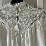 Zimmermann 725  White Cotton Broderie Anglaise Lace Cut Out Smocked Top Size 1 Photo 9