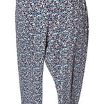 Lands' End  Floral Lounge Pants L Blue Burgundy Micro Print Soft Knit Photo 0