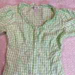 Miss Selfridge Green White Gingham Button down Midi Dress Tie back waist size 8 Photo 2