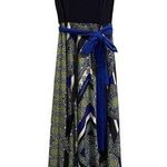 Eliza J  Green & Navy Blue Green Paisley Scarf Print Maxi Dress Women’s Sz 4 Photo 0