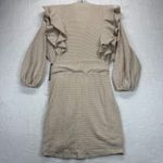 Saylor  Waffle Knit faux wrap Mini Dress Ruffle Trim Long Sleeve Wrap Dress Sz‎ S Photo 7