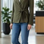 Spanx NEW  Crepe Wrap Blazer Jacket Olive Careerwear Minimalist Capsule Large Photo 0