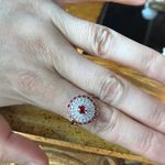 Natural Red Sapphire Moissanite Sterling Silver Ring Size 10 Photo 2