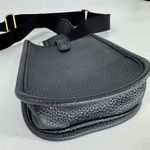 Crossbody Pebbled Faux Leather Pouch with Strap Black Gold One Size Photo 2