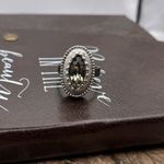 Vintage Oversized Marquise Rhinestone Statement Ring Silver Tone Size 8 Gray Photo 1
