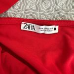 ZARA Draped Cowl Neck V Back Bodycon Dress Red Size M Photo 3