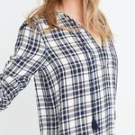 Madewell  Plaid Artiste Tunic Dress Blue & Cream Plaid Popover Shift Size XXS 2XS Photo 6