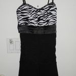 New Mint Zebra Print Ruched Dress Tulle Size Medium Black Photo 3