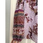 Maurice's Womens Blouse Medium Mix Media Purple Floral Boho V-Neck Long Sleeves Photo 2