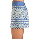 Tory Burch Blue White Embroidered Boho High Waisted Casual Shorts Size 4 Photo 1
