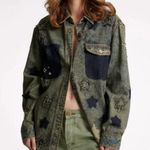 Free People  NWT One Teaspoon Everyday Denim Classic Star Shirt Petrol Green XS Photo 5
