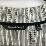 Samuel Dong Black/White Geometric Ruffle Neck Stretch Zip Up Cardigan Jacket M Black Size M Photo 5