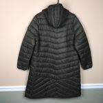 Harvey & Jones Women's Olive Green Nylon Long Line Hooded Puffer Coat Size XXL Photo 6