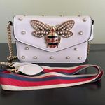 Beautiful Designer Bee Purse Fashion Crossbody Bags with Pearls White Photo 7
