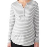 Great Expectations Maternity Top Gray White Stripes Button Down Casual Size XXL Photo 0