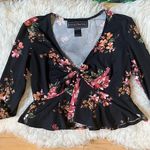 Floral long sleeve top blouse M Black Size M Photo 4