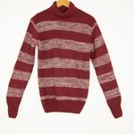 Eddie Bauer NWOT  Turtleneck Striped cotton blend Sweater, Burgundy S‎ Photo 1