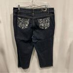 Rocawear Cute dark denim capri jeans silver embroidered back pockets stretchy  Photo 4