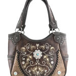Western Concho Floral Tote Purse for Women Brown Photo 0