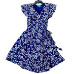 Draper James  RSVP blue floral ruffle wrap dress M Photo 1