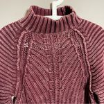 Free People  Sweetheart Sweater Mock Neck Chunky Knit Balloon Sleeve Cotton Photo 3