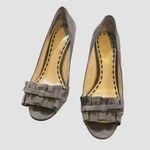 Enzo Angiolini  Gray Suede Ruffle Peep Toe Heels Pumps Stiletto Women’s Size 6M Photo 1