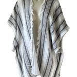 Aerie Stripe Fringe White And Black Kimono Cape Coverup | OSFM Photo 0