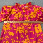 Staccato Ruffle Collar Puff Sleeve Blouse Women's Small Pink/Yellow Half Sleeve Photo 4