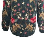 Talbots Vintage Hand Knit Mohair Sweater Cardigan Women’s Size S Green Florall Photo 5