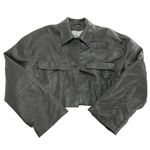 Nanushka Jacket Womens Small Holleen Solid Green Faux Leather Collared Photo 1