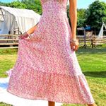 SheIn Women’s Pink Floral Backless Dress Size XS Wedding Party Cocktail Boho Fairy Photo 0