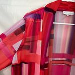 Susan Graver women's pink red colorblock mesh lightweight open cardigan large Photo 2
