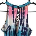 Derek Heart  Tie Dye Criss Cross High Neck Keyhole Tie Belted Shorts Romper Large Photo 8