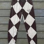 Teddy Fresh Brown/Tan Checkered Diamond Velour  Sweatpants Photo 0