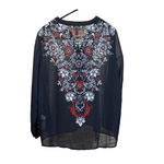 Chico's Bedazzled Floral Tunic Top Dark Romantic Sheer Size 2 Medium 12/14 Photo 1