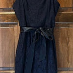 Adrianna Papell  Midnight Blue Cocktail Lace Dress Belt Size 10 Wedding Cocktail Photo 0