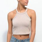 Zumiez NWT  Luna Chix Tank Top Womens M Beige Rib Knit Halter Crop Neutral Basic Photo 0