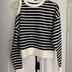 Spanx  AirEssentials Cold-Shoulder Top Black White Stripe Long Sleeve Photo 1