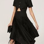Bibhu Mohapatra Collective Black Cutout Fringe Asymmetric Midi Dress Size 14 Photo 0