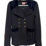 Juicy Couture Black Velour Military Double Breasted Jacket Gold Buttons PSmall Photo 0