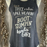 Maurice's  Women’s Small Gray Lace Trim Graphic Tank Top Country‎ Concert Vibe Photo 0