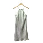 Babaton  Lato Halter Mini Slip Dress Silver Sage Green Satin Bias Cut Size Small Photo 2