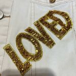 Aeropostale Customized-Patchwork white  denim jacket featuring gold sequin Size L Photo 8
